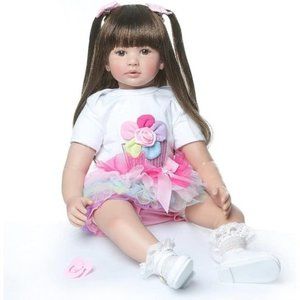 Reborn Toddler Princess Girl Doll Rainbow Dress Weighted Cloth Body Newborn